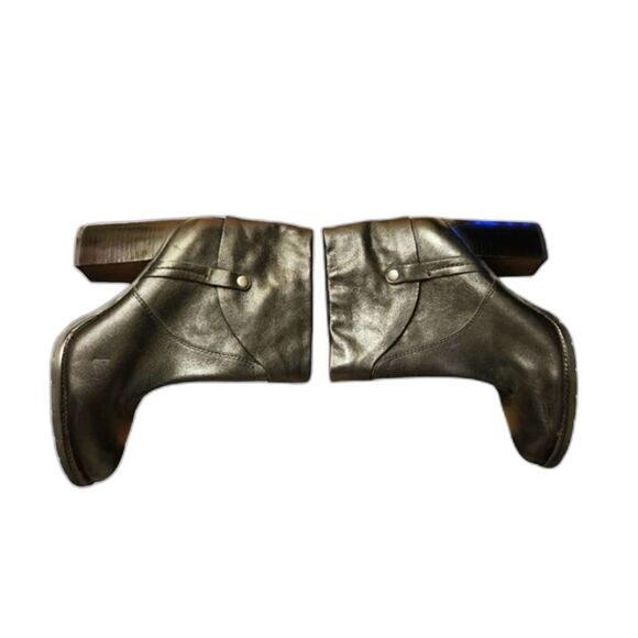 Franco Sarto Boots Leather Black Ankle Cuff Sexy Indie MOTO Whimsigoth Heel‎ 10 - Picture 2 of 15